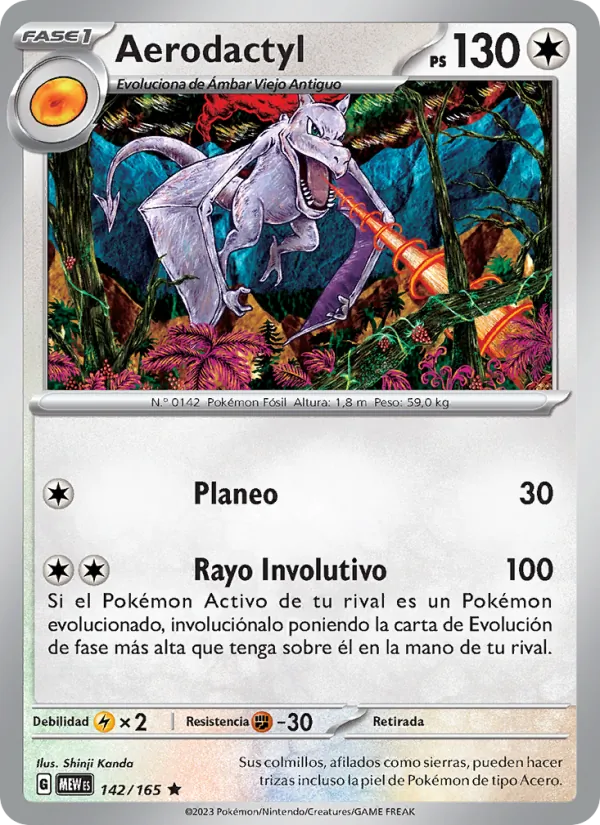 Carta Aerodactyl de la expansión 151, número 142/165