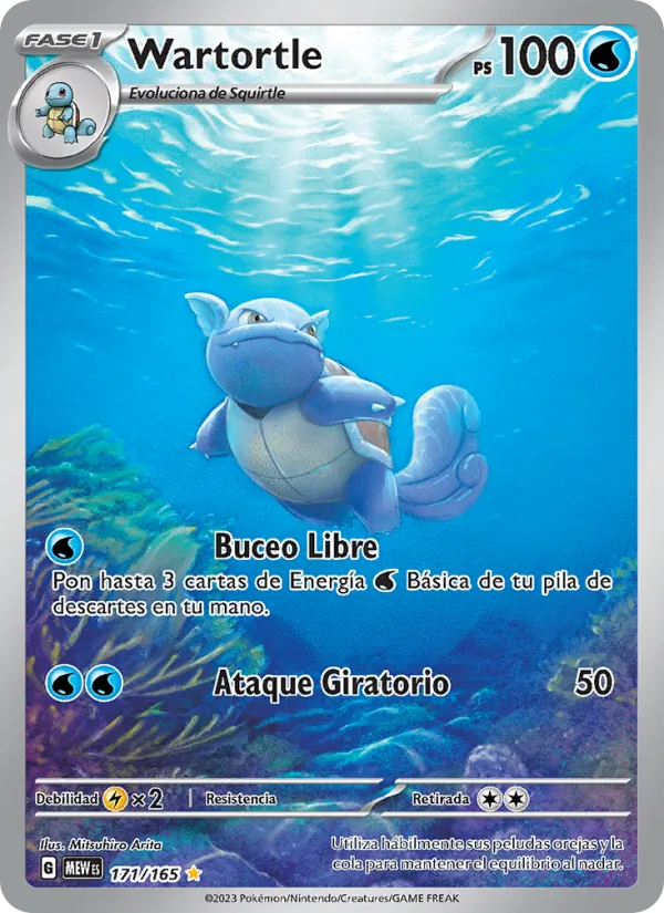 Carta Wartortle de la expansión 151, número 171/165