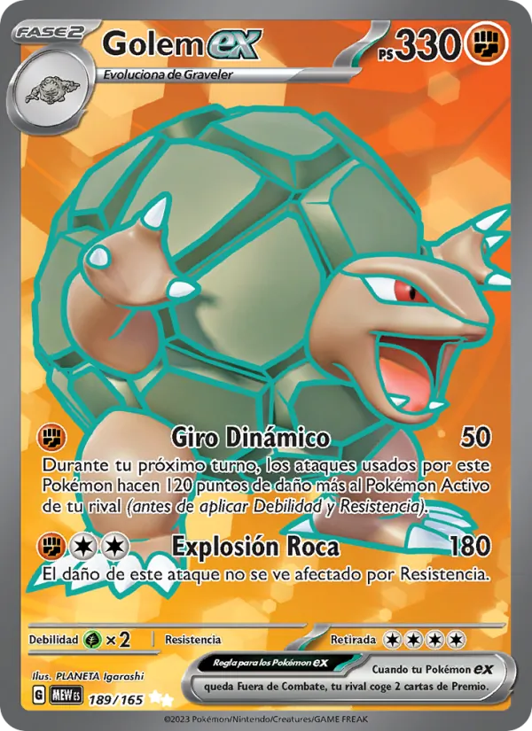 Carta Golem ex de la expansión 151, número 189/165