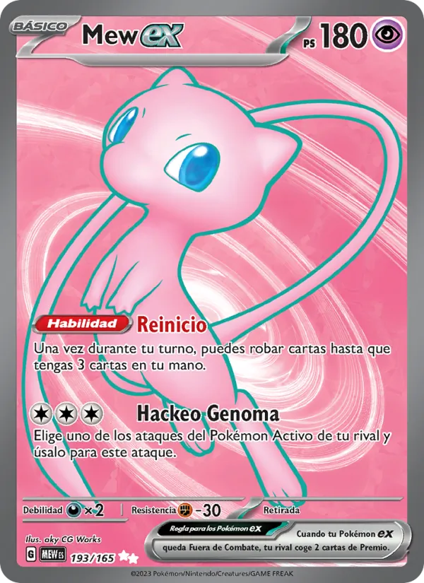 Carta Mew ex de la expansión 151, número 193/165