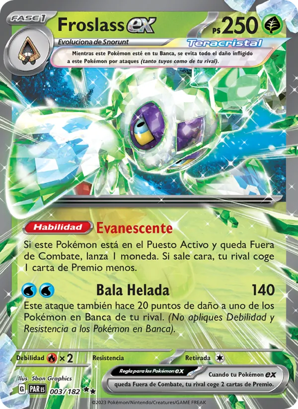 Carta Froslass ex de la expansión Brecha Paradójica, número 003/182
