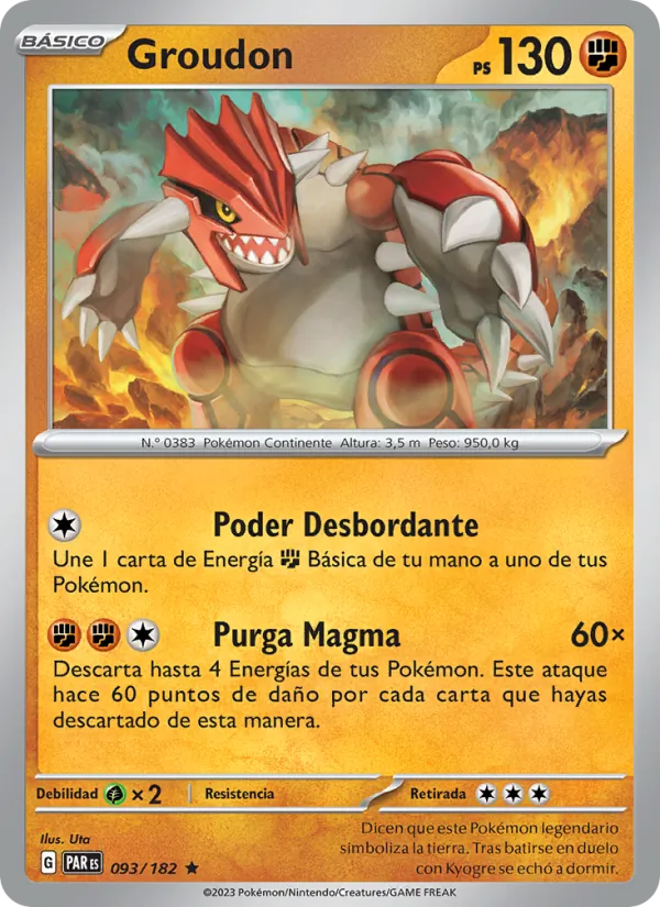Carta Groudon de la expansión Brecha Paradójica, número 093/182