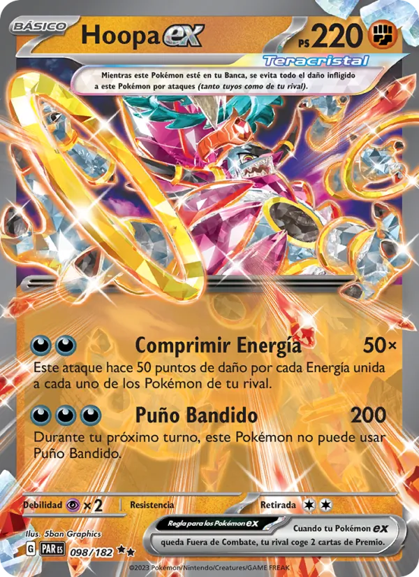 Carta Hoopa ex de la expansión Brecha Paradójica, número 098/182