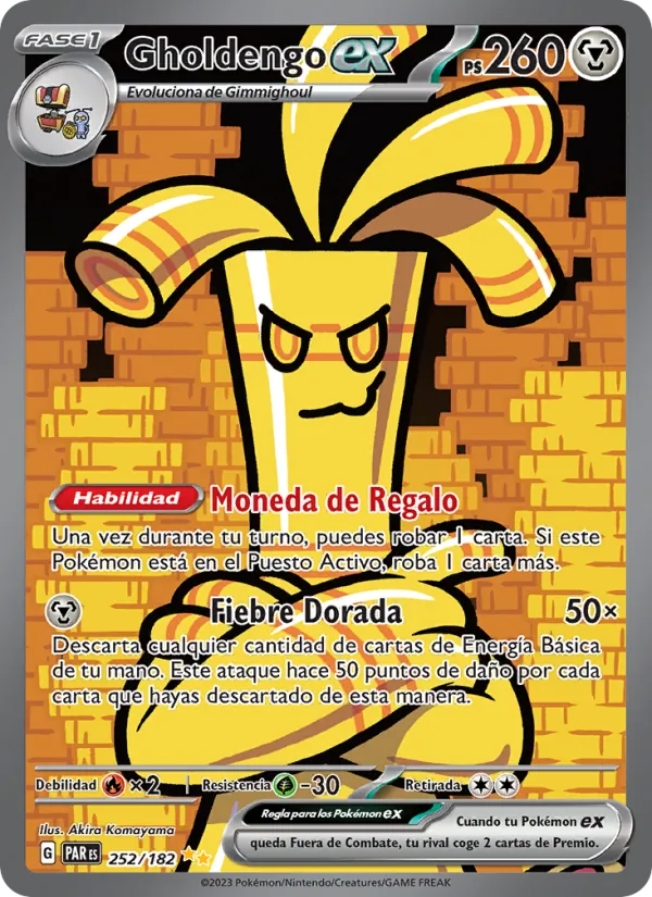 Carta Gholdengo ex de la expansión Brecha Paradójica, número 252/182