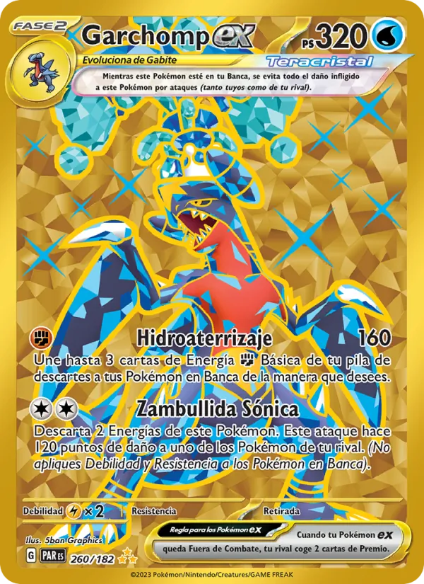 Carta Garchomp ex de la expansión Brecha Paradójica, número 260/182