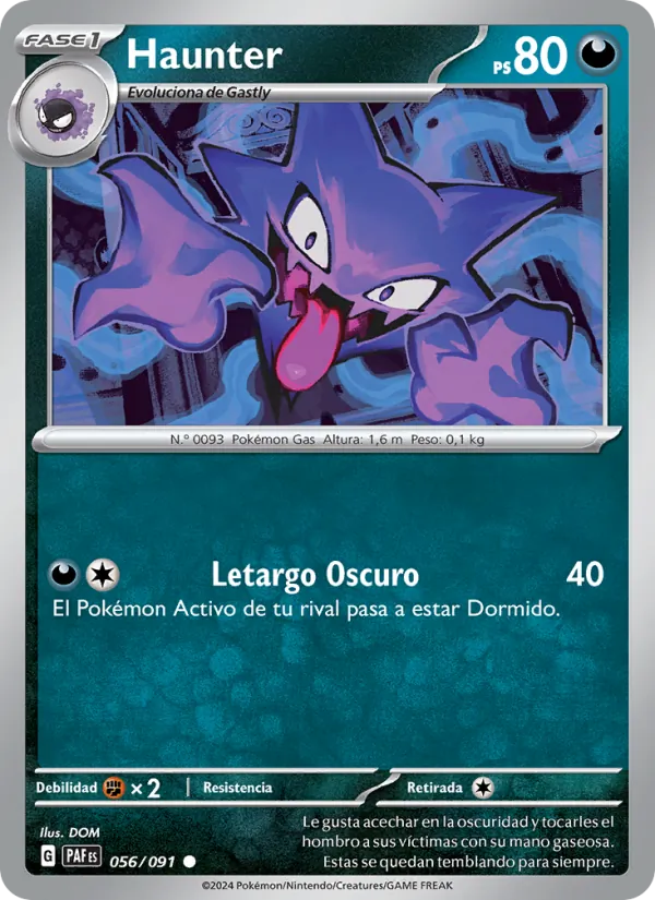 Carta Haunter de la expansión Destinos de Paldea, número 056/91