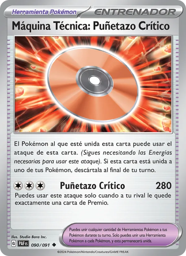Carta Máquina Técnica: Puñetazo Crítico de la expansión Destinos de Paldea, número 090/91