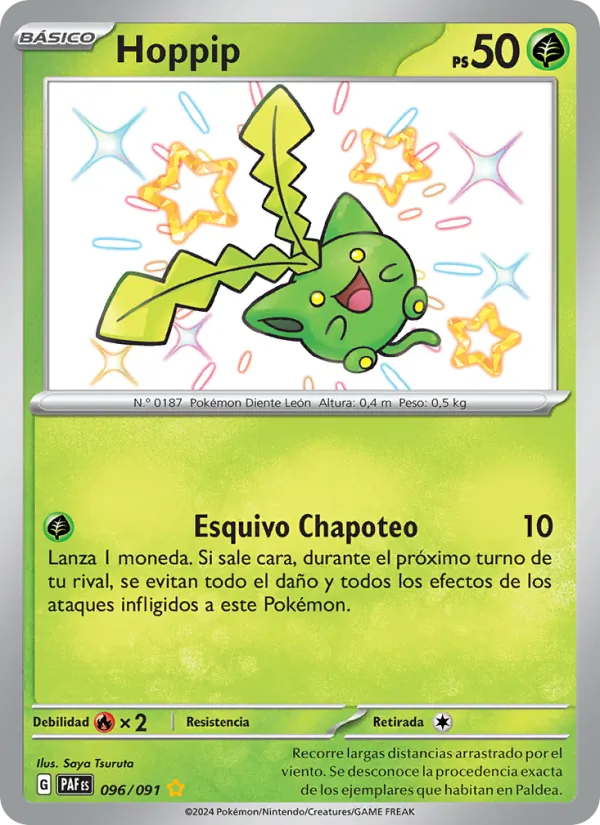 Carta Hoppip de la expansión Destinos de Paldea, número 096/91