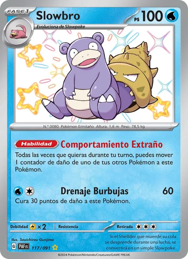 Carta Slowbro de la expansión Destinos de Paldea, número 117/91