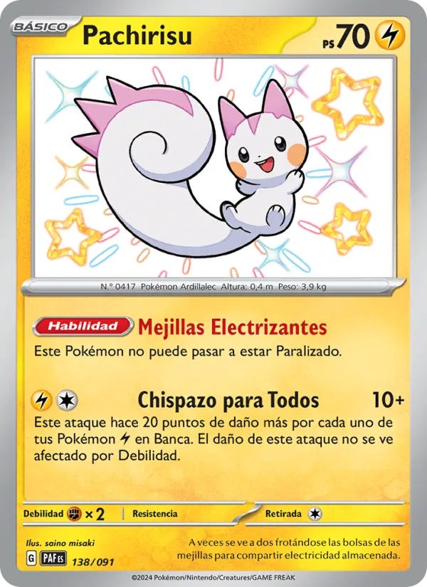 Carta Pachirisu de la expansión Destinos de Paldea, número 138/91