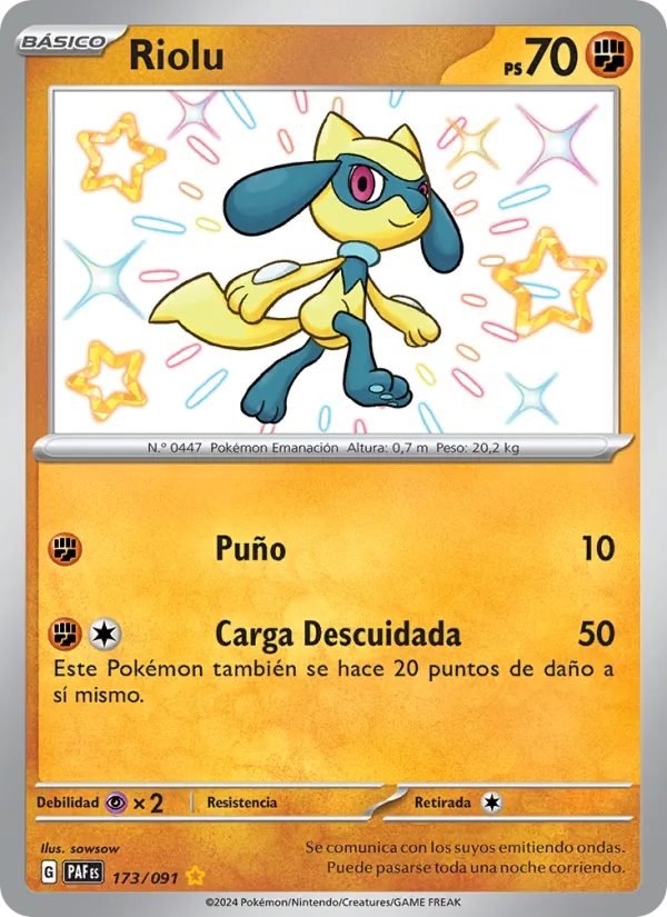 Carta Riolu de la expansión Destinos de Paldea, número 173/91