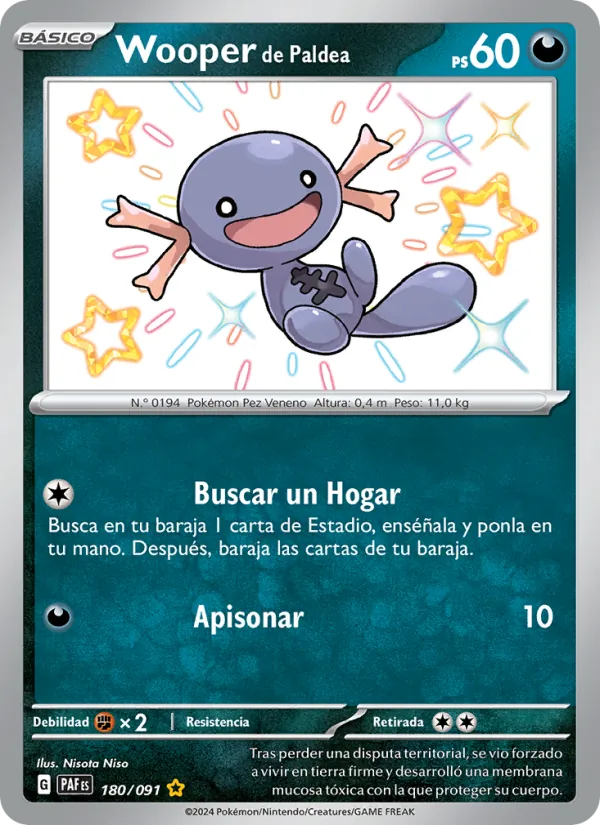 Carta Wooper de Paldea de la expansión Destinos de Paldea, número 180/91