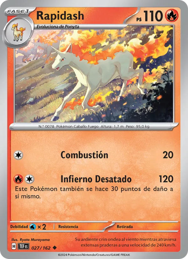 Carta Rapidash de la expansión Fuerzas Temporales, número 027/162