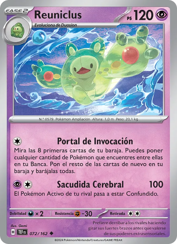 Carta Reuniclus de la expansión Fuerzas Temporales, número 072/162