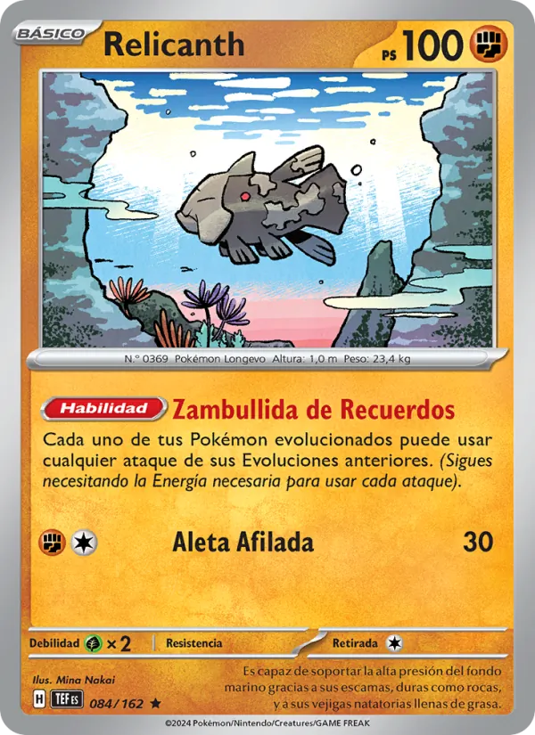 Carta Relicanth de la expansión Fuerzas Temporales, número 084/162