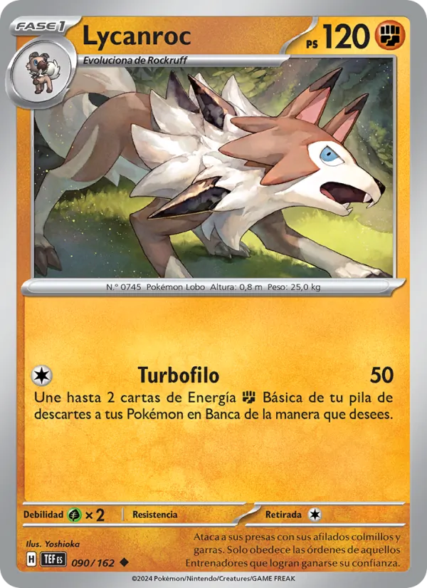 Carta Lycanroc de la expansión Fuerzas Temporales, número 090/162