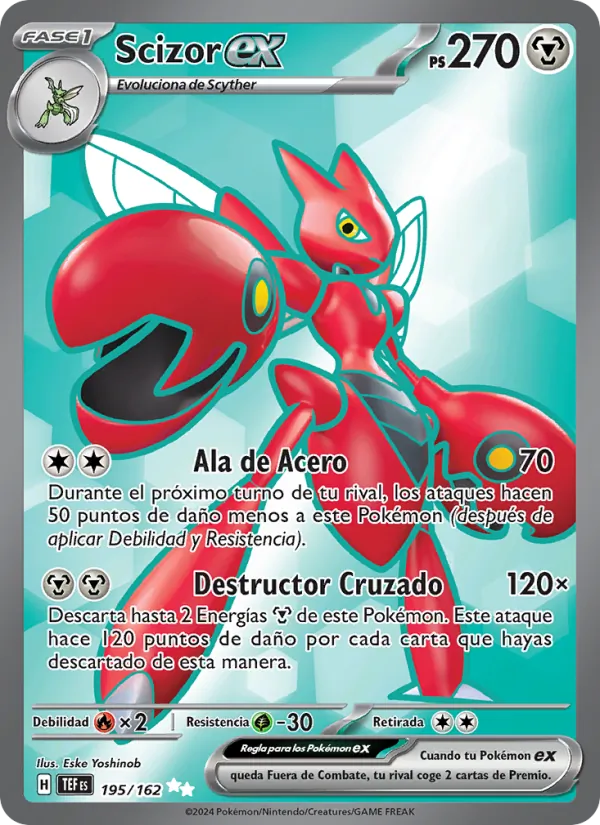 Carta Scizor ex de la expansión Fuerzas Temporales, número 195/162