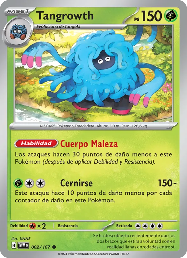 Carta Tangrowth de la expansión Mascarada Crepuscular, número 002/167