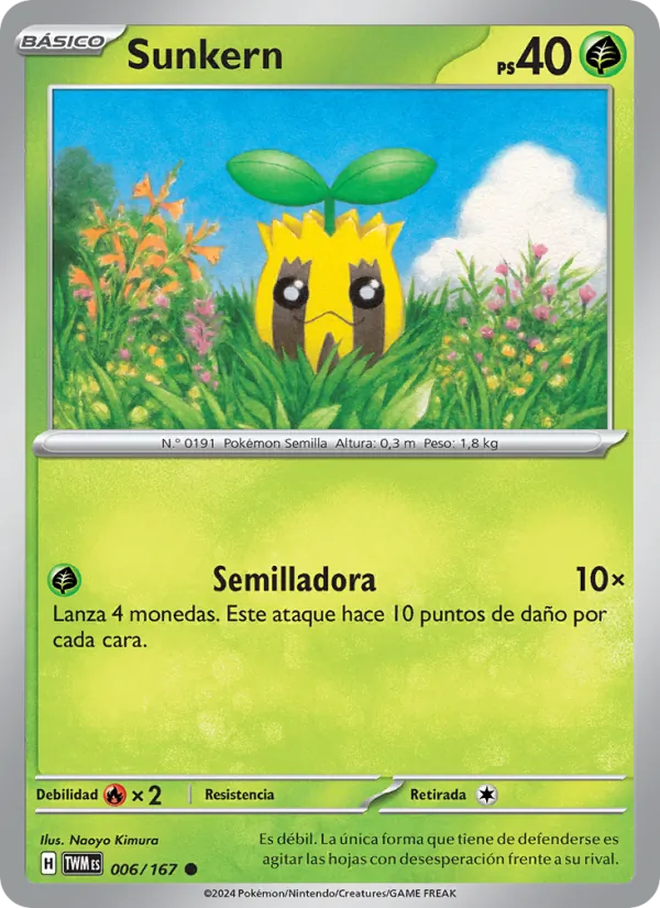 Carta Sunkern de la expansión Mascarada Crepuscular, número 006/167