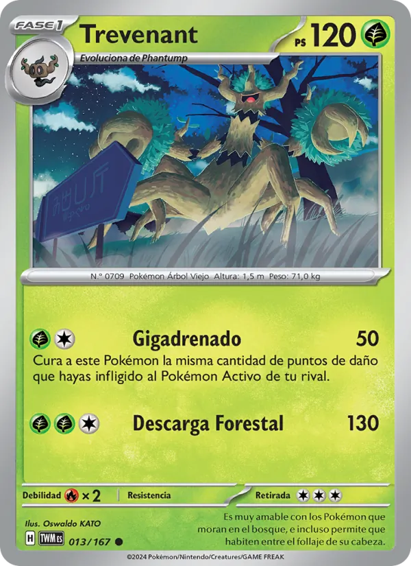 Carta Trevenant de la expansión Mascarada Crepuscular, número 013/167