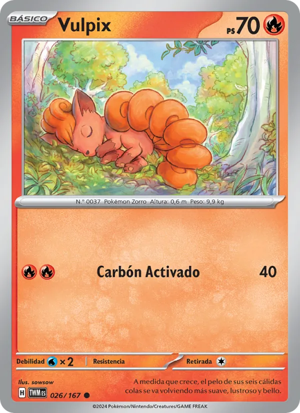 Carta Vulpix de la expansión Mascarada Crepuscular, número 026/167