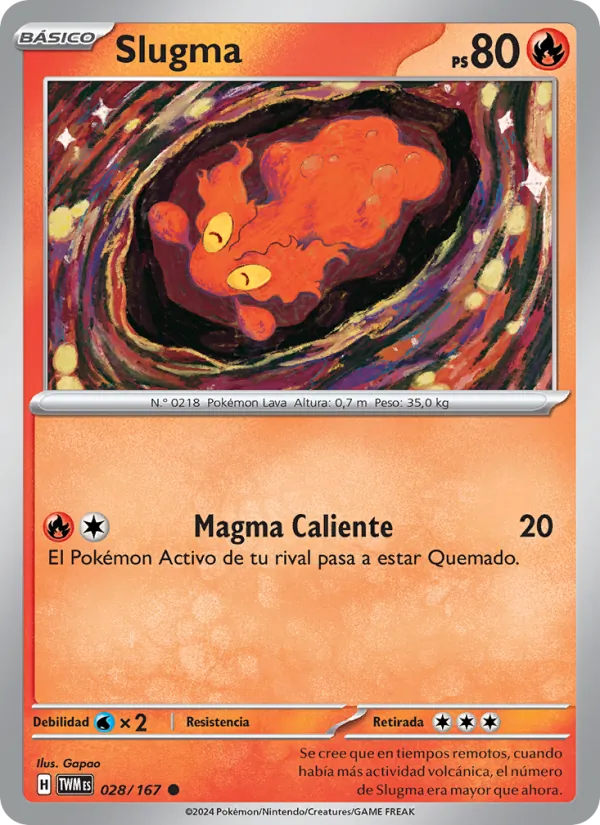 Carta Slugma de la expansión Mascarada Crepuscular, número 028/167