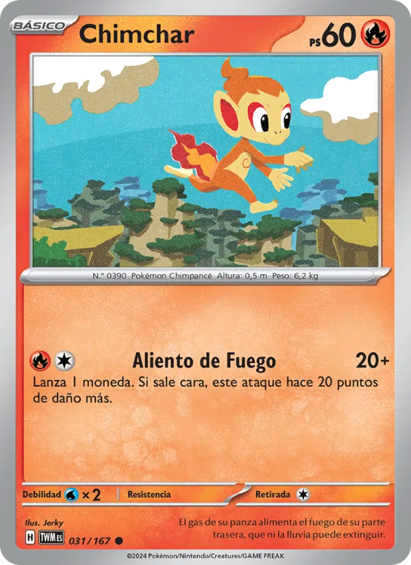 Carta Chimchar de la expansión Mascarada Crepuscular, número 031/167