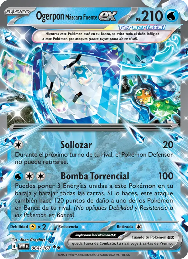 Carta Ogerpon Máscara Fuente ex de la expansión Mascarada Crepuscular, número 064/167