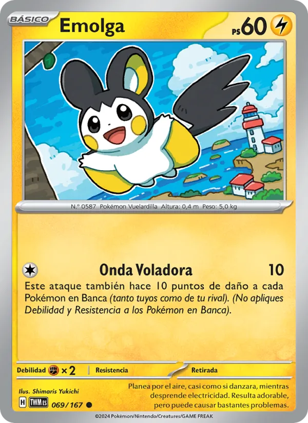 Carta Emolga de la expansión Mascarada Crepuscular, número 069/167
