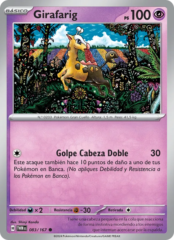 Carta Girafarig de la expansión Mascarada Crepuscular, número 083/167