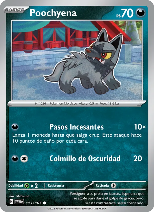 Carta Poochyena de la expansión Mascarada Crepuscular, número 113/167