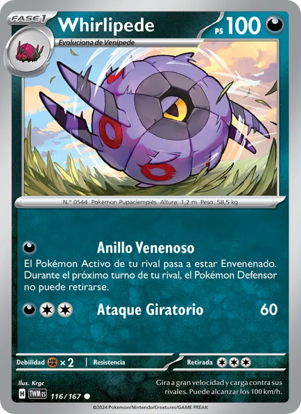 Carta Whirlipede de la expansión Mascarada Crepuscular, número 116/167
