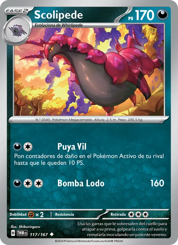 Carta Scolipede de la expansión Mascarada Crepuscular, número 117/167