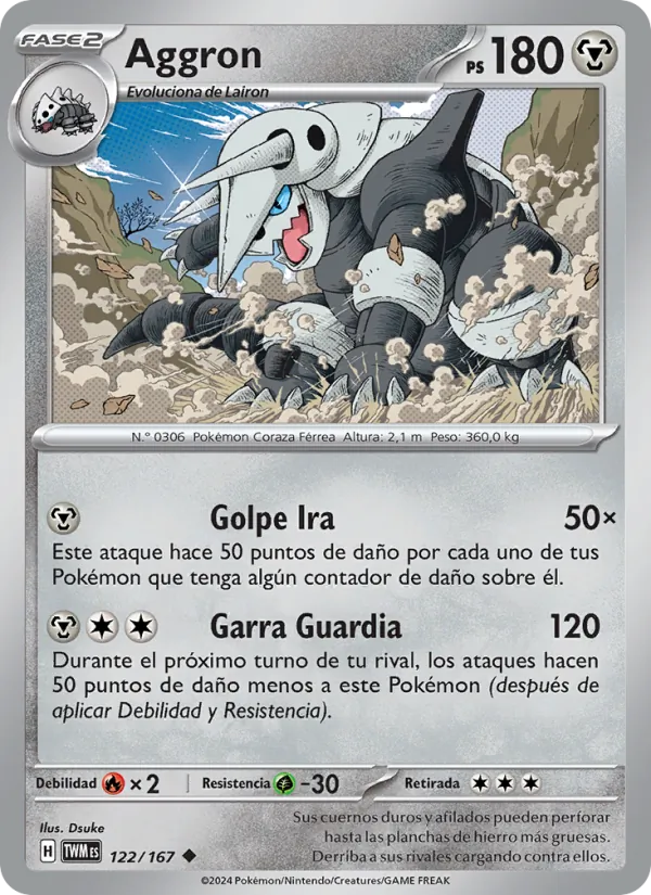 Carta Aggron de la expansión Mascarada Crepuscular, número 122/167