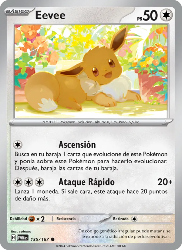 Carta Eevee de la expansión Mascarada Crepuscular, número 135/167