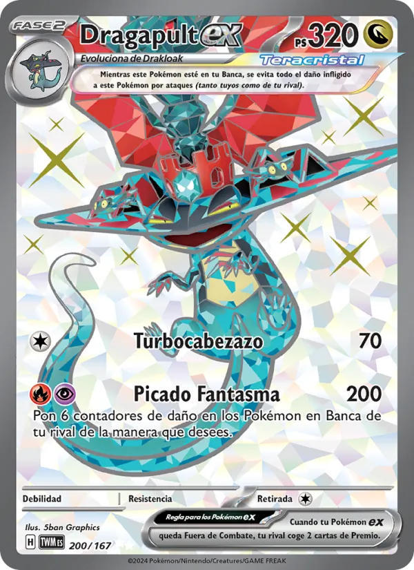 Carta Dragapult ex de la expansión Mascarada Crepuscular, número 200/167