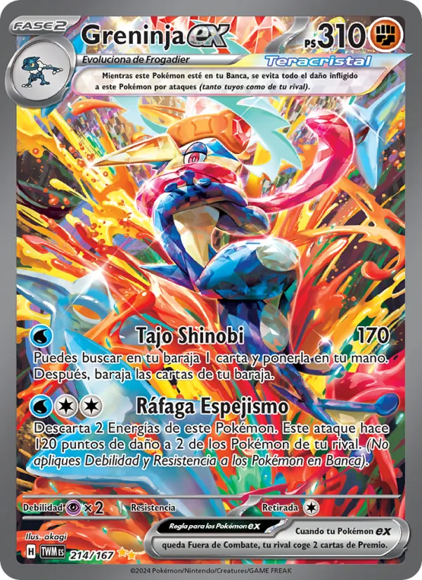 Carta Greninja ex de la expansión Mascarada Crepuscular, número 214/167