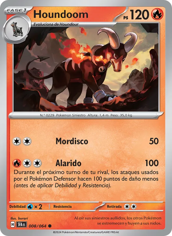 Carta Houndoom de la expansión Fabula Sombría, número 008/64