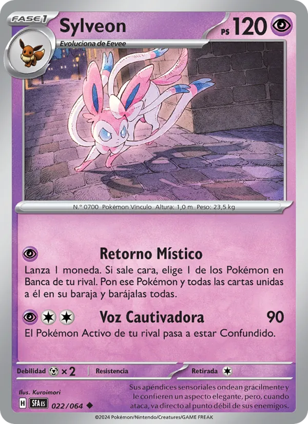 Carta Sylveon de la expansión Fabula Sombría, número 022/64