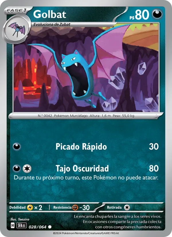 Carta Golbat de la expansión Fabula Sombría, número 028/64