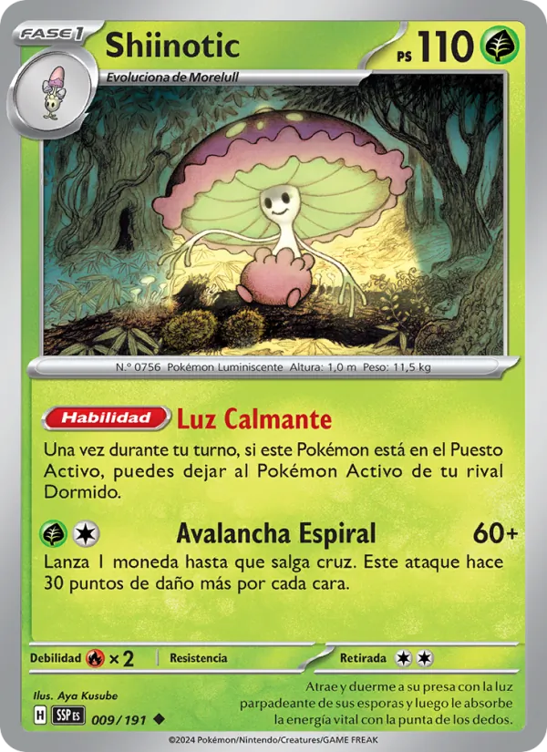 Carta Shiinotic de la expansión Chispas Fulgurantes, número 009/191