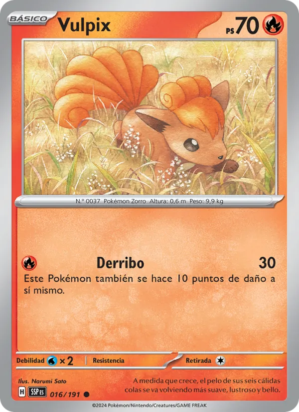 Carta Vulpix de la expansión Chispas Fulgurantes, número 016/191