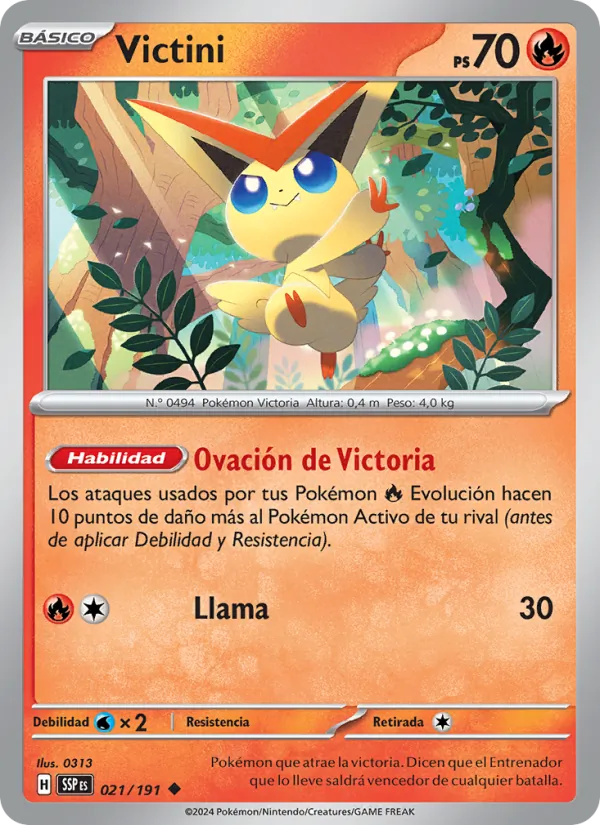 Carta Victini de la expansión Chispas Fulgurantes, número 021/191