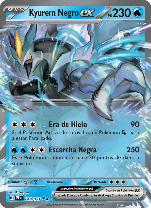 Carta Kyurem Negro ex de la expansión Chispas Fulgurantes, número 048/191
