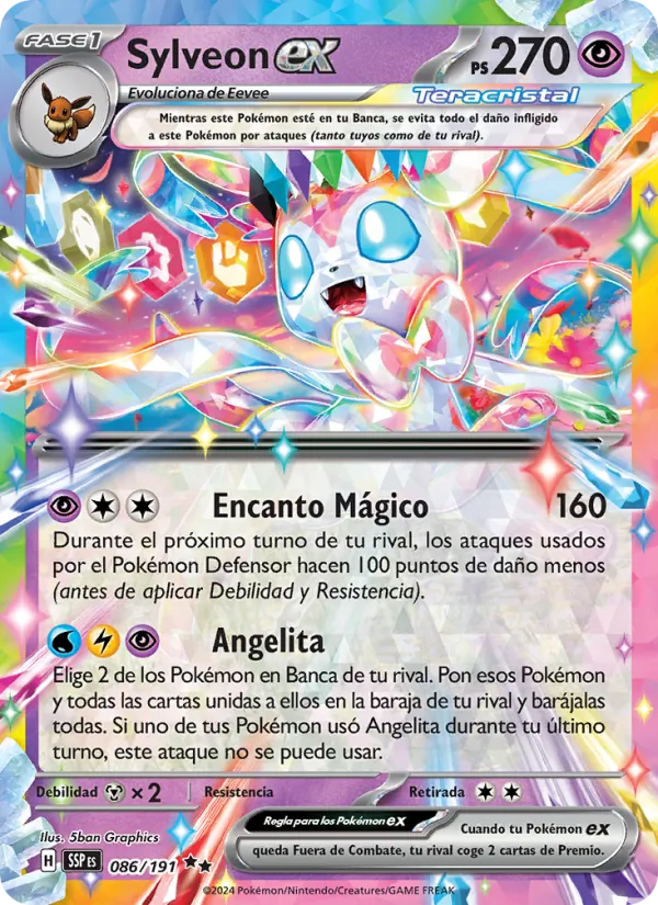 Carta Sylveon ex de la expansión Chispas Fulgurantes, número 086/191