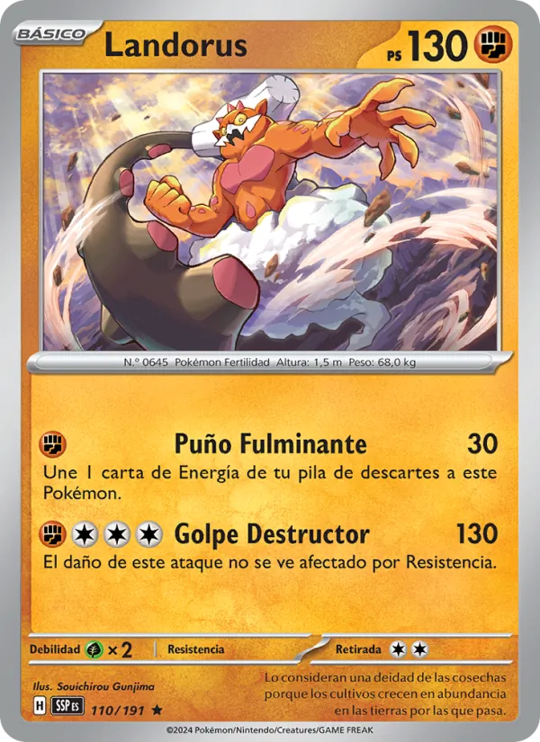 Carta Landorus de la expansión Chispas Fulgurantes, número 110/191
