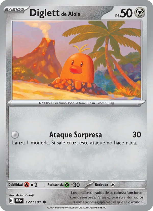 Carta Diglett de Alola de la expansión Chispas Fulgurantes, número 122/191