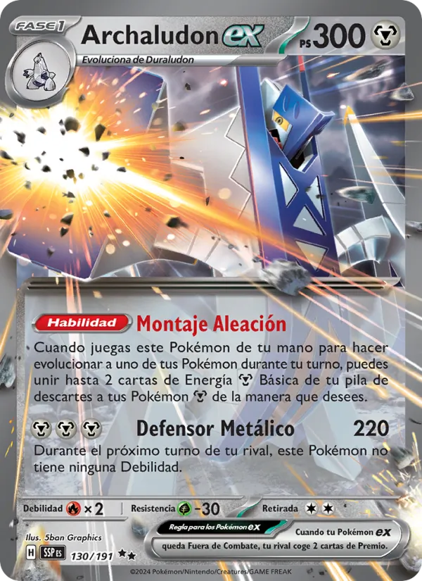 Carta Archaludon ex de la expansión Chispas Fulgurantes, número 130/191