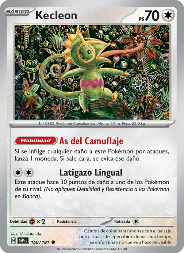 Carta Kecleon de la expansión Chispas Fulgurantes, número 150/191