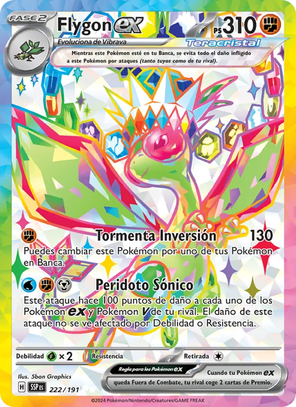 Carta Flygon ex de la expansión Chispas Fulgurantes, número 222/191